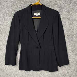 Vintage 90s Mani Blazer 10 Wool Power Dressing Office Chic Tailored Minimalist